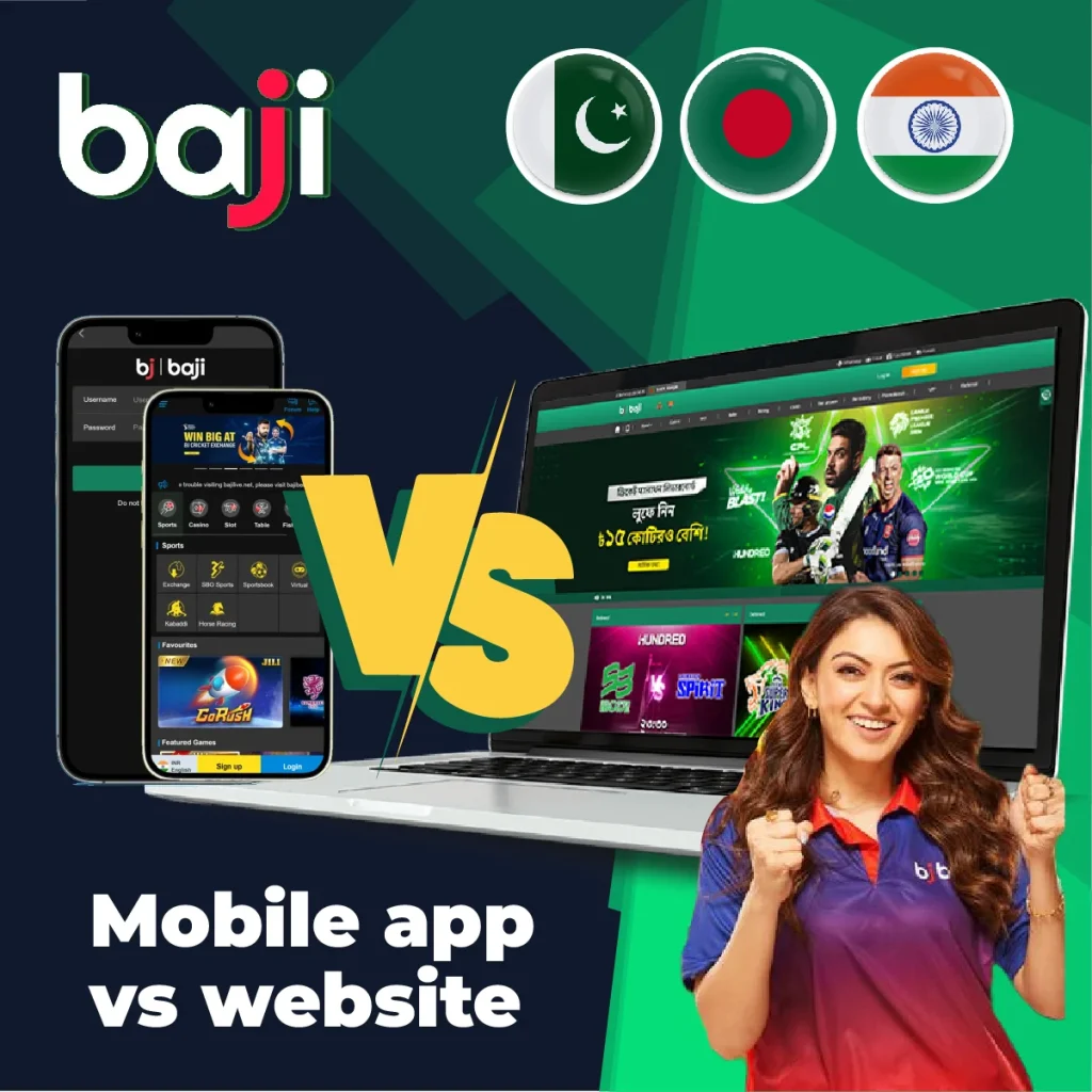 Baji app vs website